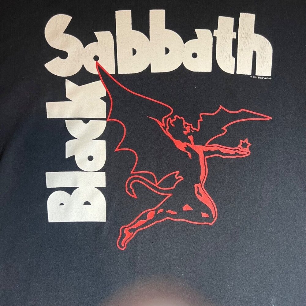 Black Sabbath T Shirt BLack White Print Size XL British English Rock Band